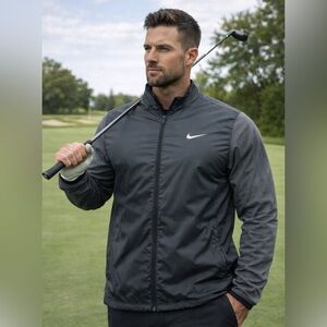 NIKE Men's 2XL Golf 1/2 Zip Shield Pullover Black Heather 726405-010 Rain Jacket